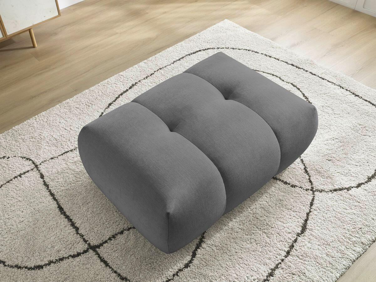 HOCKER FUJI  Leinenoptik Dunkelgrau  - Dunkelgrau/Schwarz, MODERN, Kunststoff/Textil (112/44/80cm)
