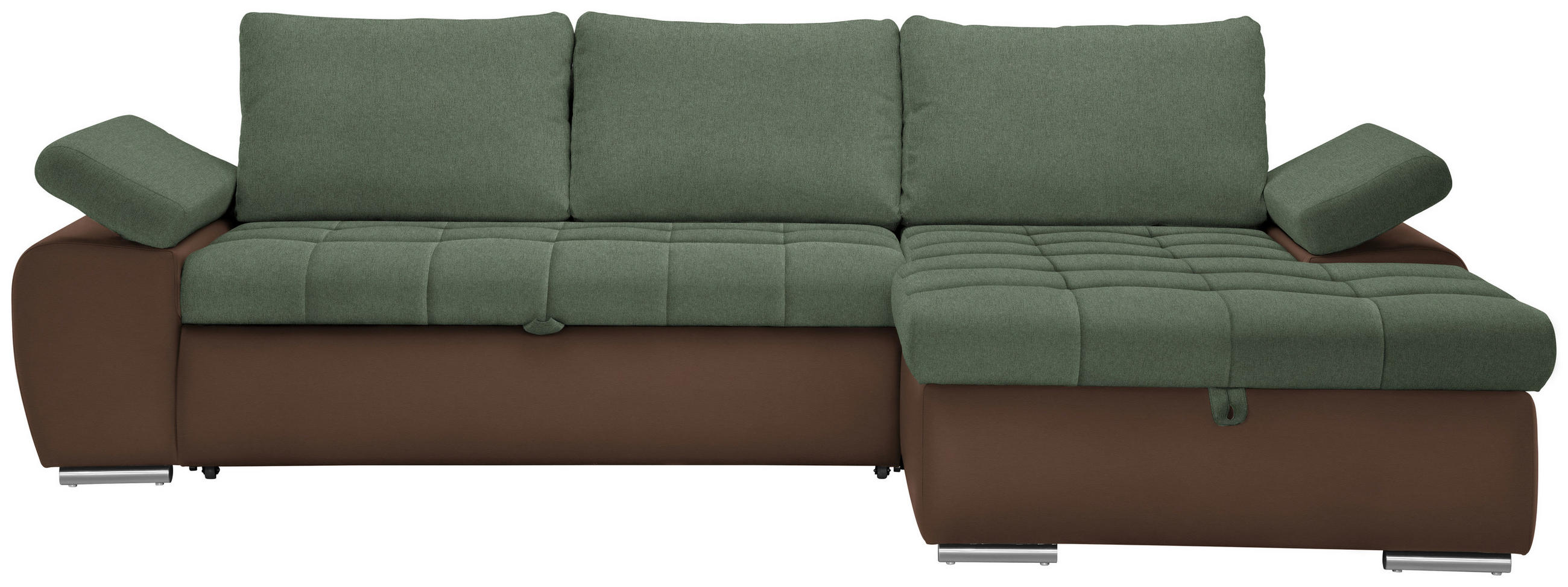 ECKSOFA  in Flachgewebe Braun, Olivgrün  271/175 cm  - Braun/Olivgrün, Design, Kunststoff/Textil (271/175cm) - Xora