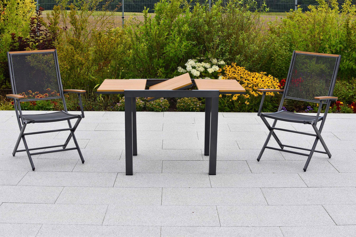 BALKONTISCH Metall, Kunststoff Graphitfarben, Naturfarben  - Graphitfarben/Naturfarben, KONVENTIONELL, Kunststoff/Metall (80-120/70/75cm) - Gardenson