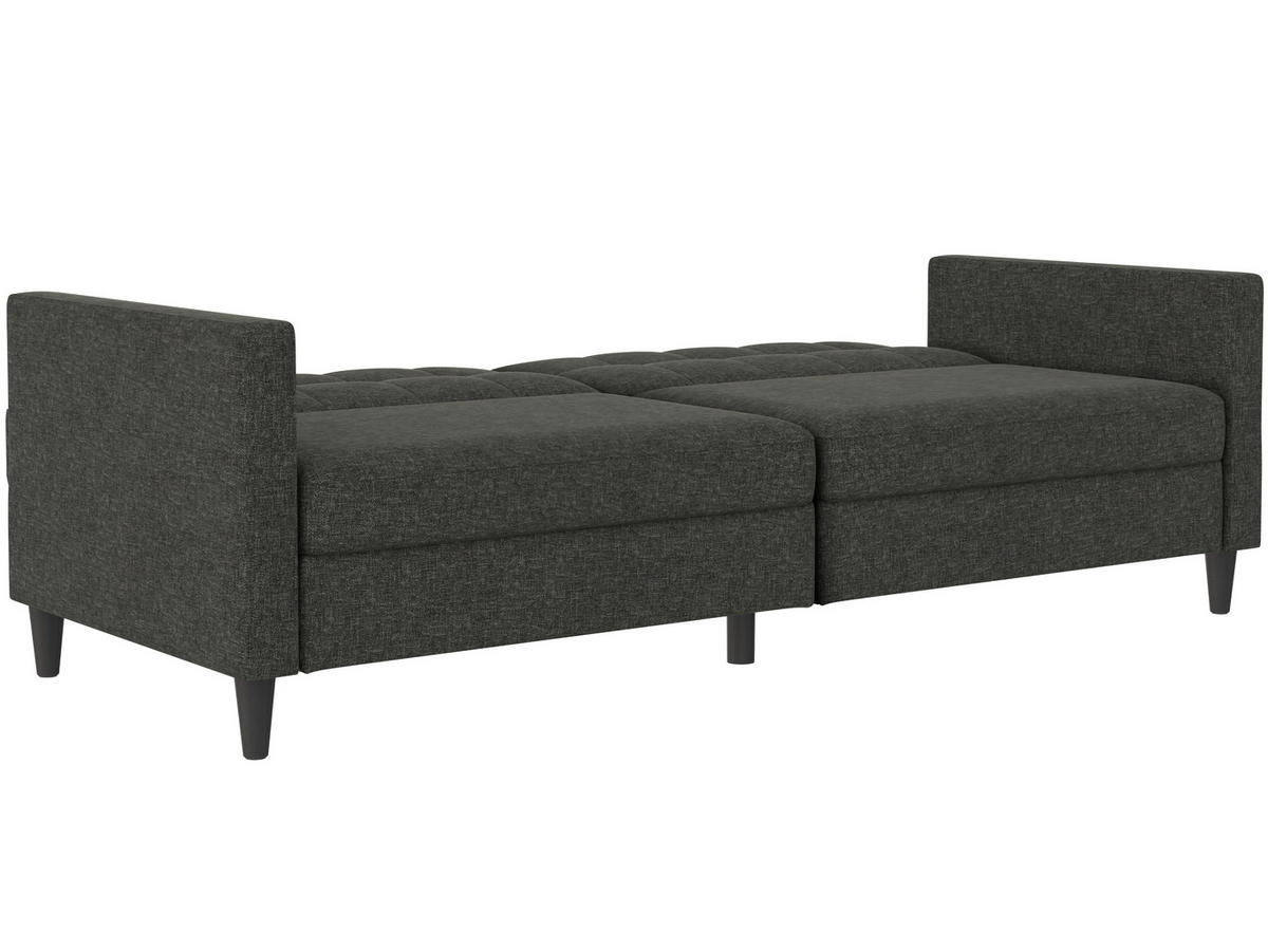 SCHLAFSOFA HANNOVER in Webstoff, Leinenoptik Anthrazit Vintage, Skandinavisch, Modern  - Anthrazit/Schwarz, Basics, Kunststoff/Textil (203/82/83cm) - Livetastic