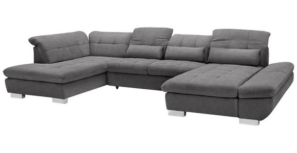 WOHNLANDSCHAFT in Mikrofaser Grau - Chromfarben/Grau, Design, Kunststoff/Textil (211/350/204cm) - Xora