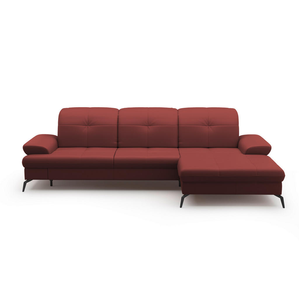 Thumbnail - Sit & More Ecksofa, Rotbraun, Leder, Echtleder, Nappaleder, 4,5-Sitzer, Ottomane rechts, L-Form, 279x185 cm, Goldenes M,...