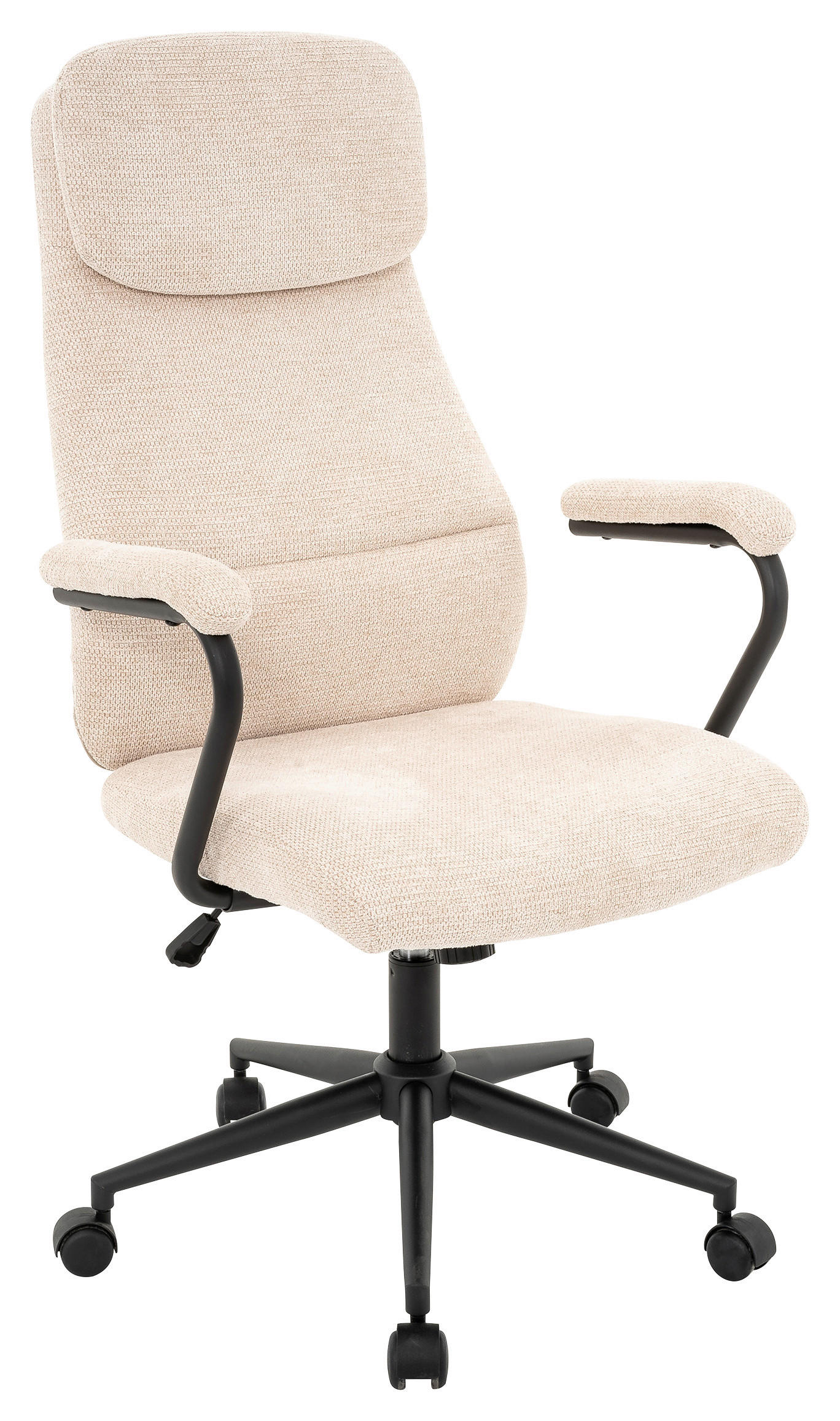 CHEFSESSEL Webstoff Creme, Schwarz  - Creme/Schwarz, MODERN, Kunststoff/Textil (60/108-116/67cm) - MID.YOU