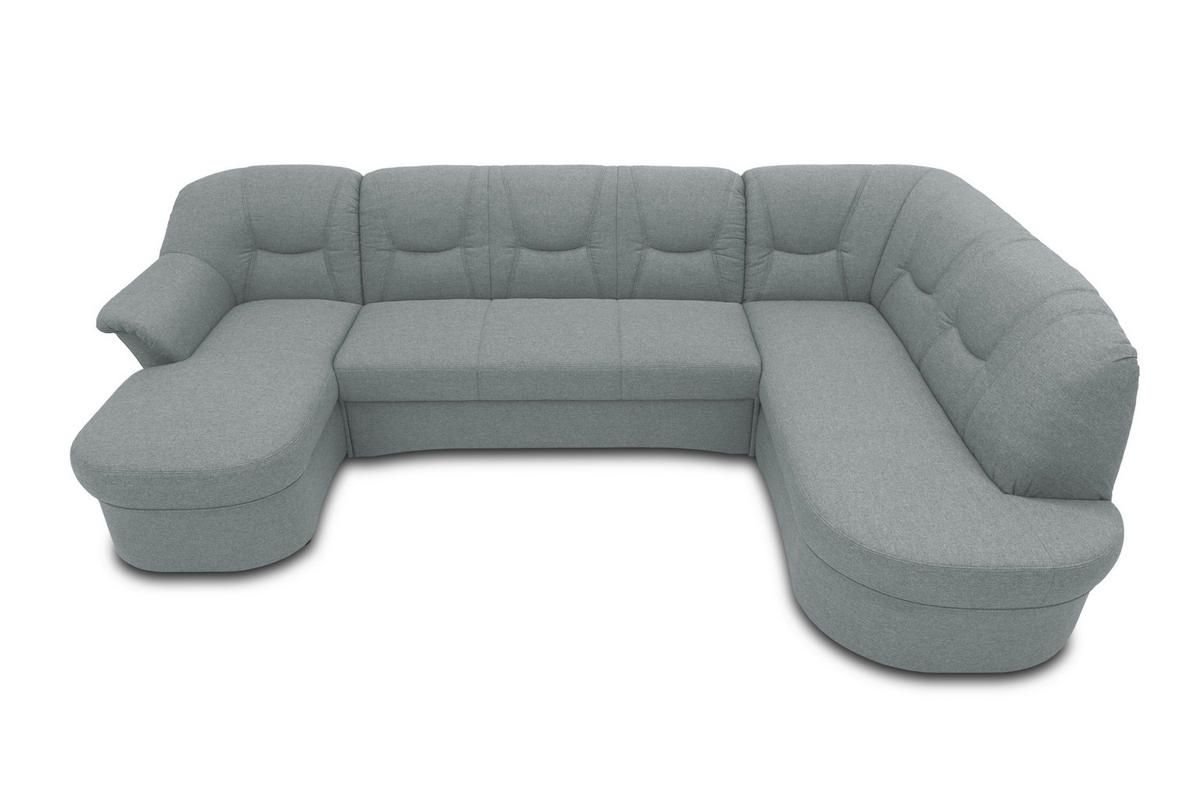 WOHNLANDSCHAFT Mintgrau Mikrofaser  - Mintgrau/Schwarz, KONVENTIONELL, Kunststoff/Textil (146/295/180cm) - MID.YOU