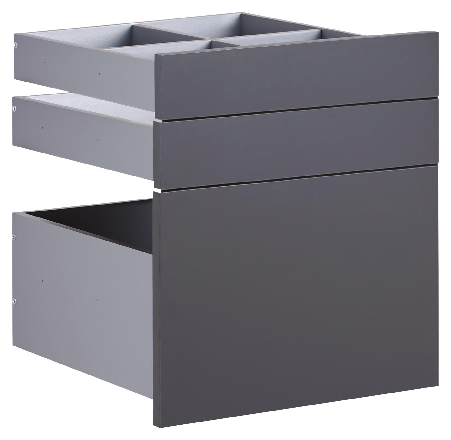 SADA ZÁSUVEK, antracitová, 45,3/50,3/46,8 cm - antracitová, Konvenční, kompozitní dřevo (45,3/50,3/46,8cm) - Hom`in