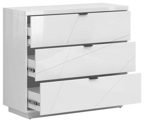 KOMMODE in 106/93/42,5 cm - Weiß Hochglanz/Schwarz, Design, Holzwerkstoff/Kunststoff (106/93/42,5cm)