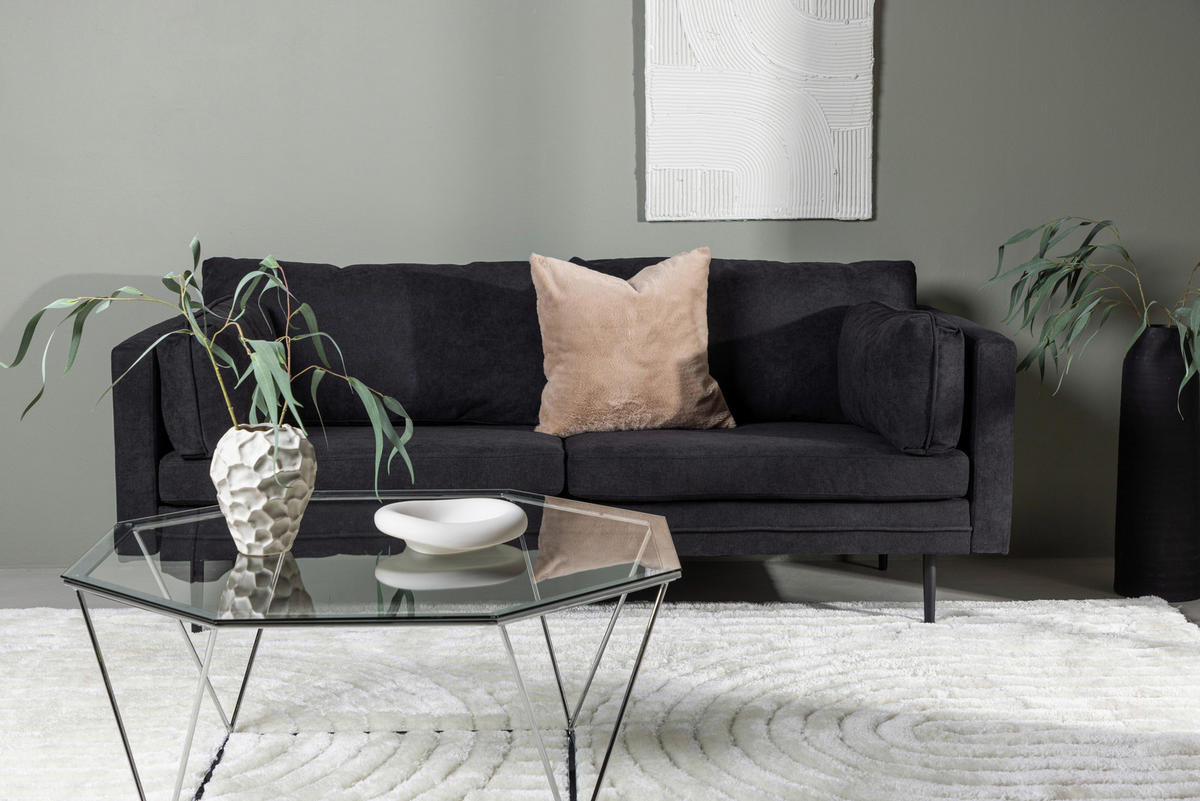 2-SITS SOFFA i metall, textil svart  - svart, Design, metall/textil (203/84/90cm) - Livetastic
