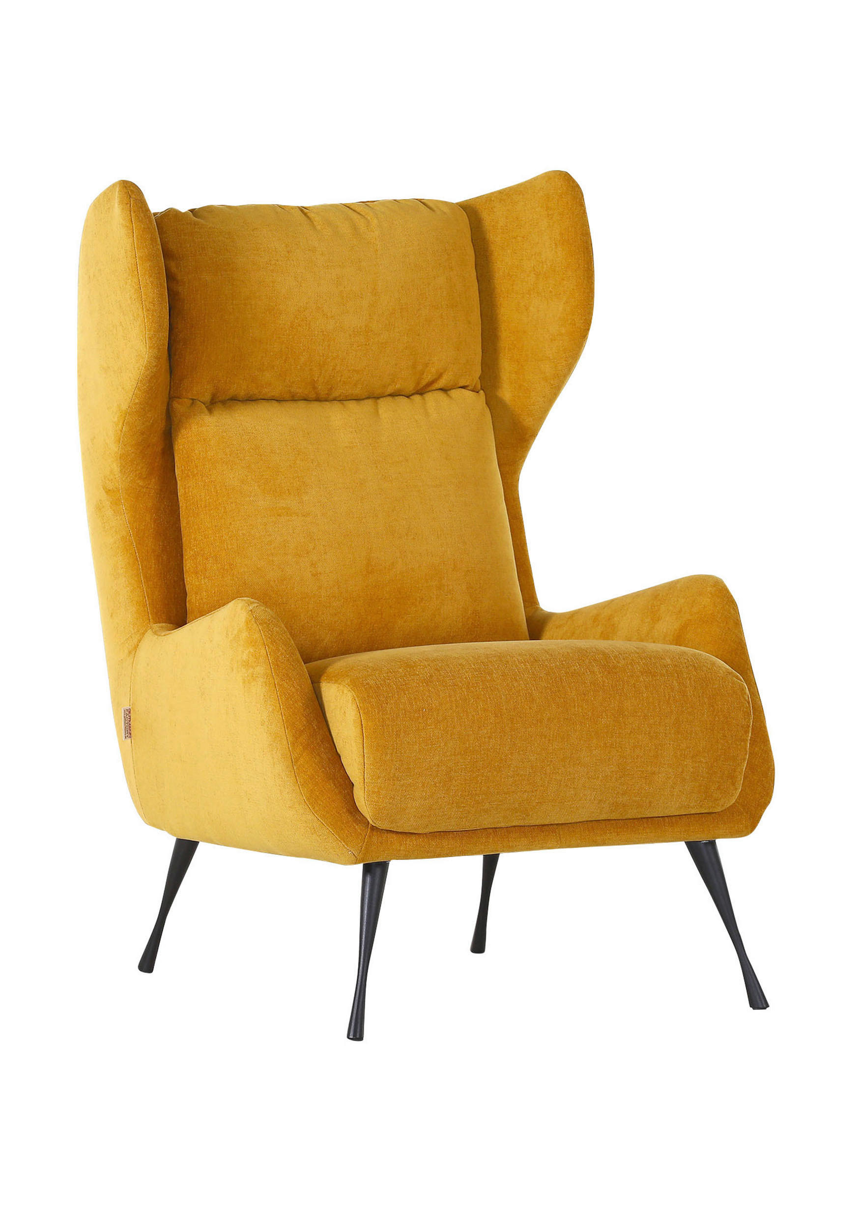 ÖRONLAPPSFÅTÖLJ i flatväv gul  - svart/gul, Trend, metall/textil (75/111/83cm) - Livetastic