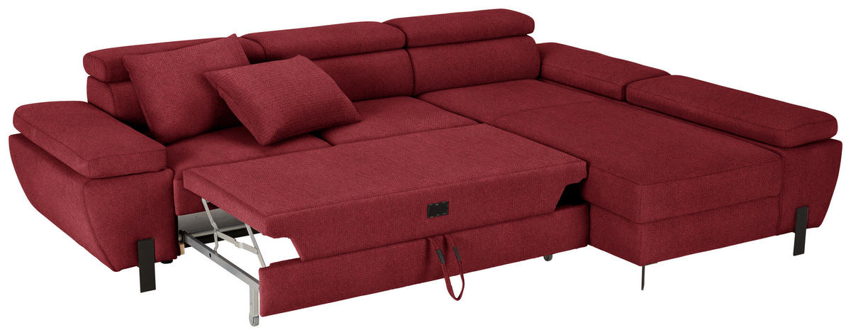 HÖRNSOFFA i vävt tyg vinröd  - vinröd/svart, Modern, metall/trämaterial (277/90/189cm) - MID.YOU