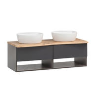 WASCHTISCHKOMBI 121 cm  - Graphitfarben/Weiß, Natur, Keramik/Holzwerkstoff (121cm) - Xora