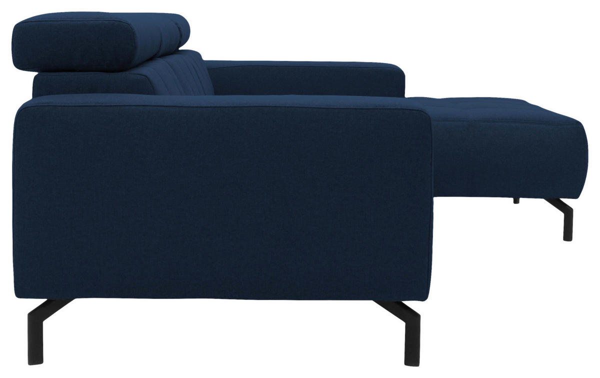 ECKSOFA in Webstoff Dunkelblau  292/175 cm  - Schwarz/Dunkelblau, Design, Textil/Metall (292/175cm) - MID.YOU