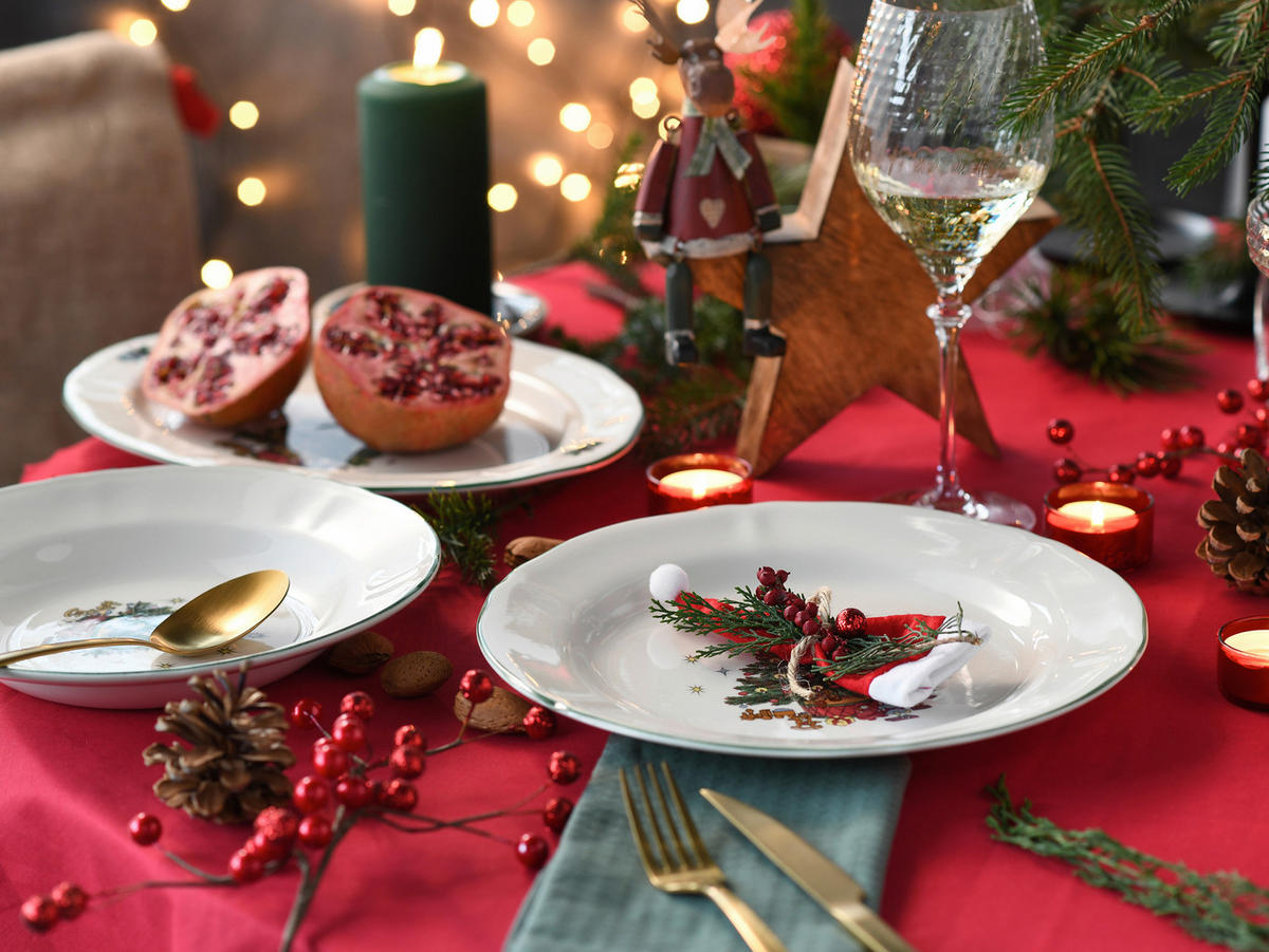 TAFELSERVICE Tannenbaum bunt 12-teilig  - Multicolor/Weiß, Basics, Keramik - Creatable