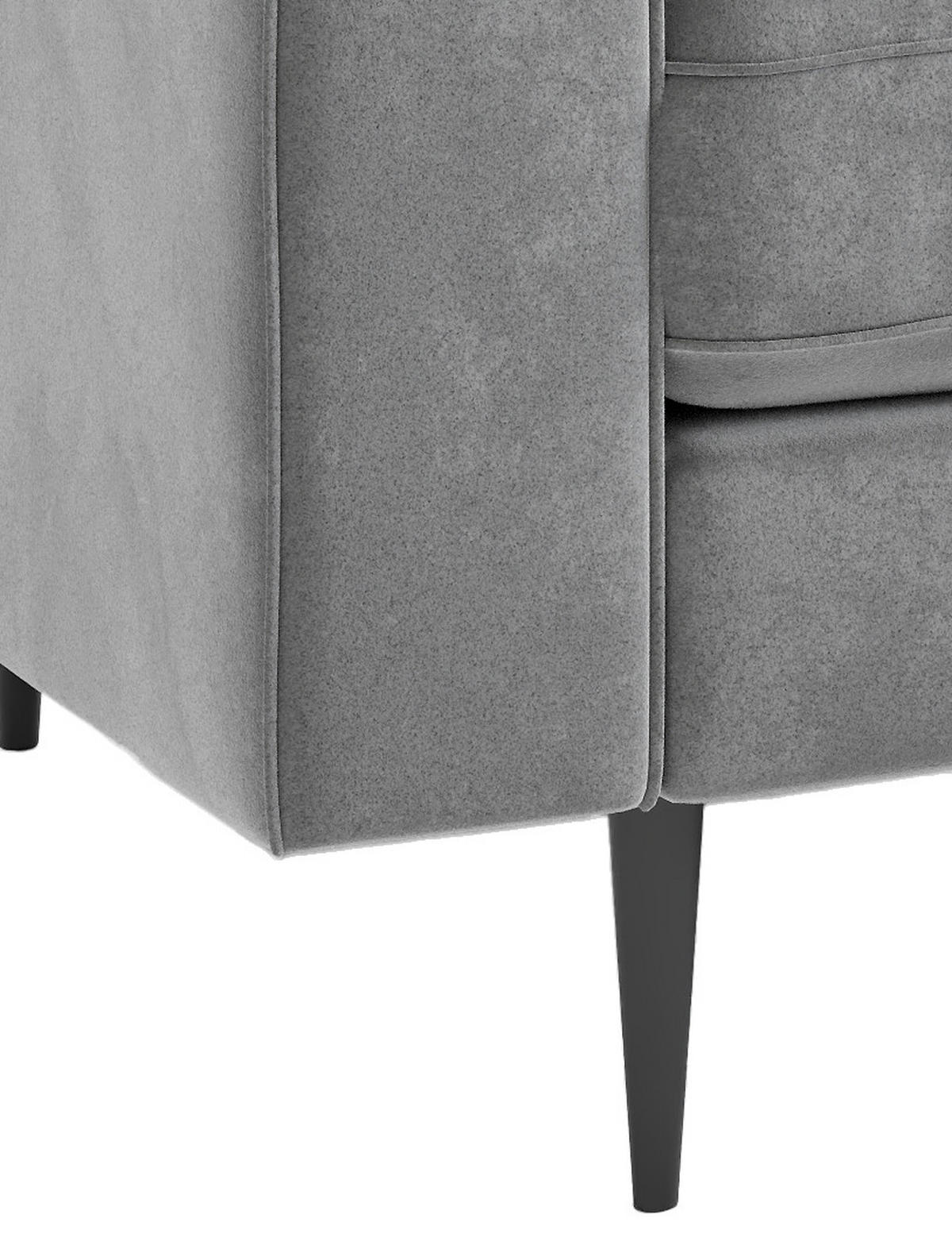 ECKSOFA in Flachgewebe Blaugrau  - Edelstahlfarben/Anthrazit, Design, Textil/Metall (259/205cm) - Livetastic