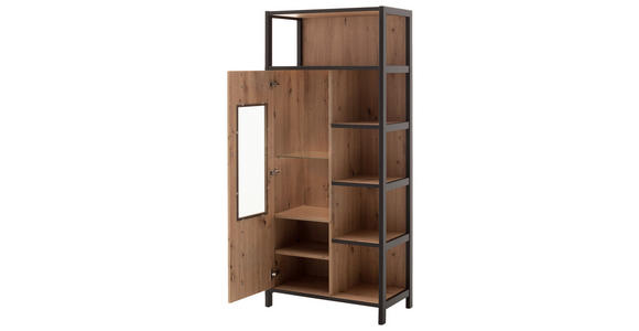 VITRINE in Anthrazit, Eichefarben - Eichefarben/Anthrazit, Design, Glas/Holzwerkstoff (76/172/40cm) - Carryhome