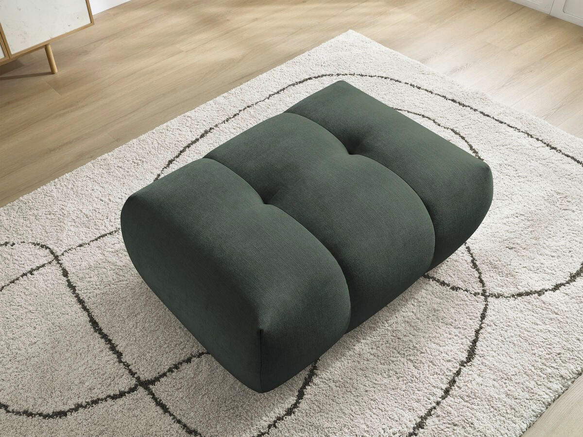 HOCKER FUJI  Leinenoptik Grün  - Schwarz/Grün, MODERN, Kunststoff/Textil (112/44/80cm)