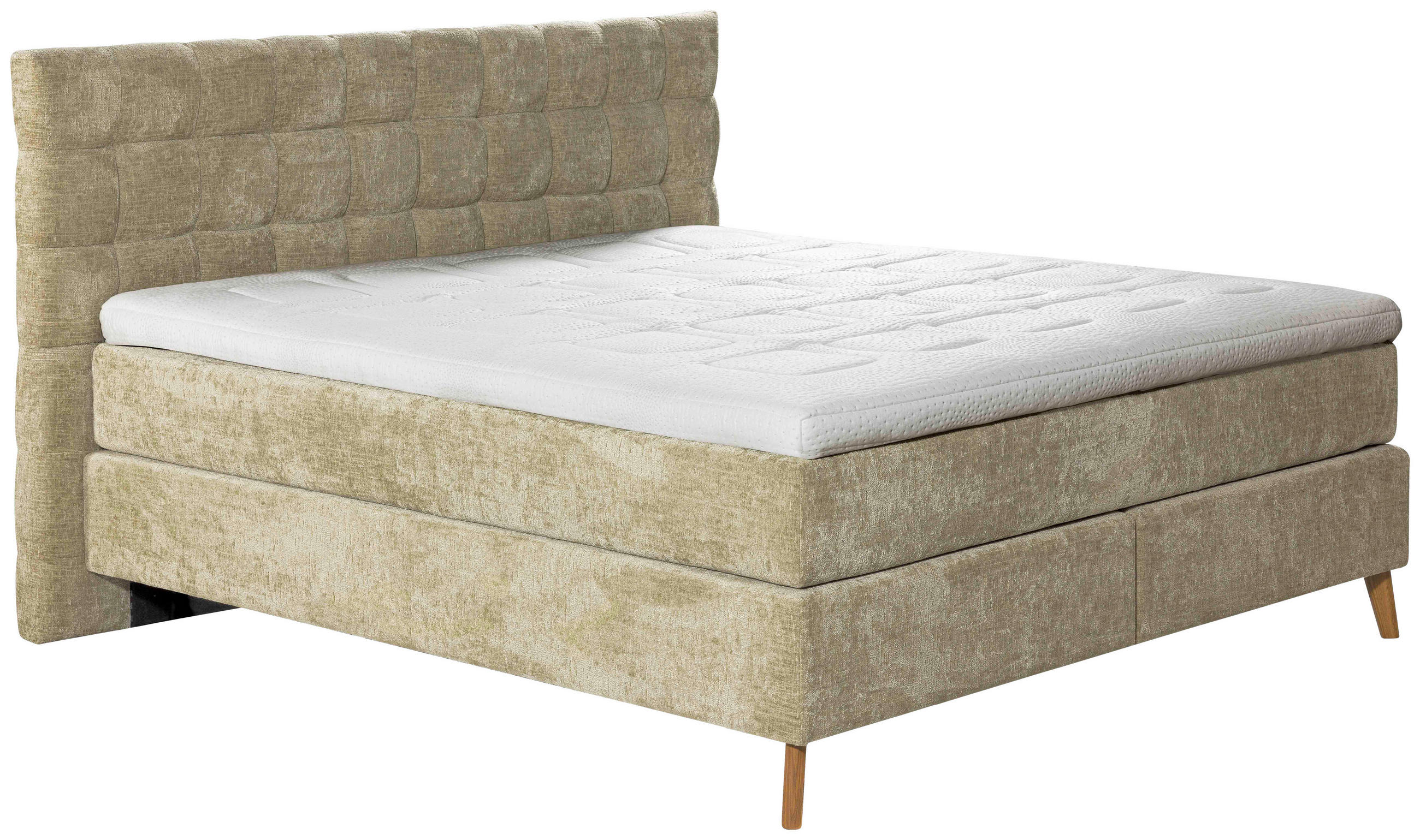 BOXSPRINGBETT 160/200 cm  in Hellgrün  - Eichefarben/Hellgrün, Design, Holz/Textil (160/200cm) - Esposa