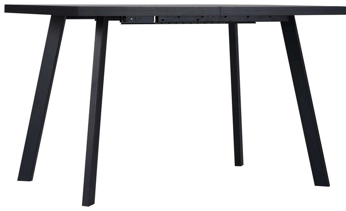 ESSTISCH Grau, Schwarz rechteckig  ausziehbar  - Schwarz/Grau, Design, Holzwerkstoff/Metall (120-160/80/76cm) - Ti'me