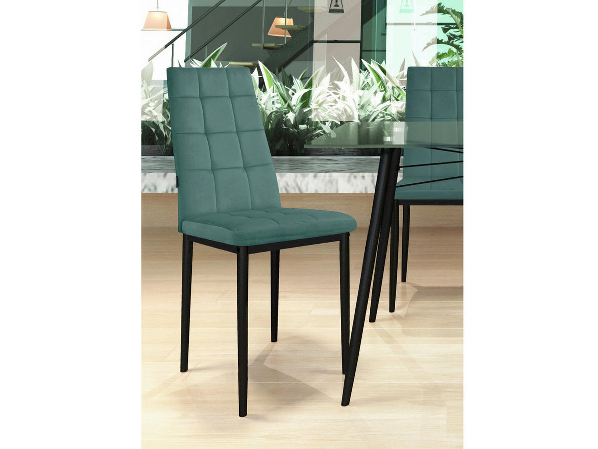 STUHL-SET Velours Dunkelgrün  - Dunkelgrün/Schwarz, Design, Textil/Metall (42/98/53cm) - MID.YOU