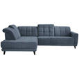 ECKSOFA in Webstoff Blau  - Blau/Schwarz, Design, Textil/Metall (216/302cm) - Xora