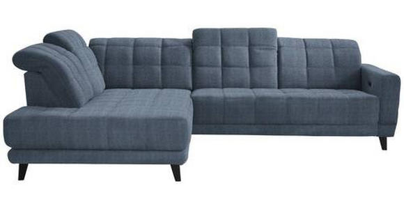 ECKSOFA in Webstoff Blau  - Blau/Schwarz, Design, Textil/Metall (216/302cm) - Xora