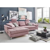ECKSOFA Flieder Flachgewebe Bettkasten, Schlaffunktion, Sitztiefenverstellung, Kopfstütze, Liegefläche im Originalstoff  - Silberfarben/Flieder, KONVENTIONELL, Textil/Metall (176/301cm) - Sit & More
