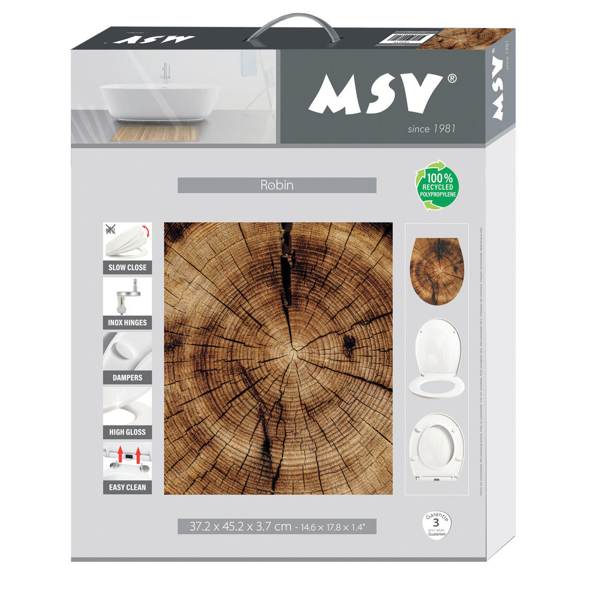 WC-SITZ - Braun, Basics, Kunststoff (45.5/4/37.2cm) - MSV