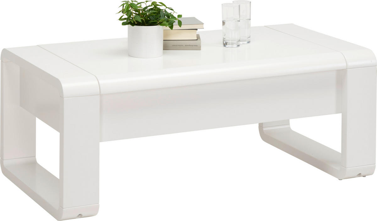COUCHTISCH 115/60/45-71 cm rechteckig Weiß Hochglanz  - Weiß Hochglanz/Weiß, Design, Holzwerkstoff/Metall (115/60/45-71cm) - Hom`in
