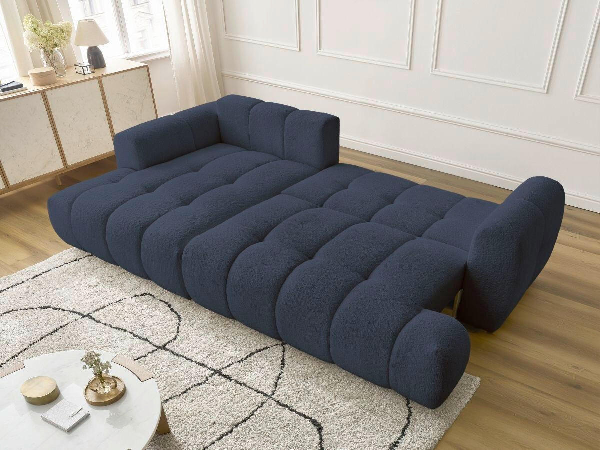 ECKSCHLAFSOFA FUJI Bouclé Dunkelblau  inkl.  - Schwarz/Dunkelblau, MODERN, Kunststoff/Textil (160/292cm)