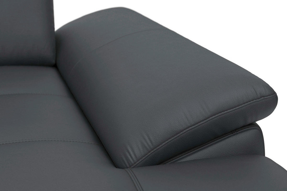 SEDACÍ SOUPRAVA, kůže, černá - černá, Basics, kov/textil (223/363/176cm) - Sit & More