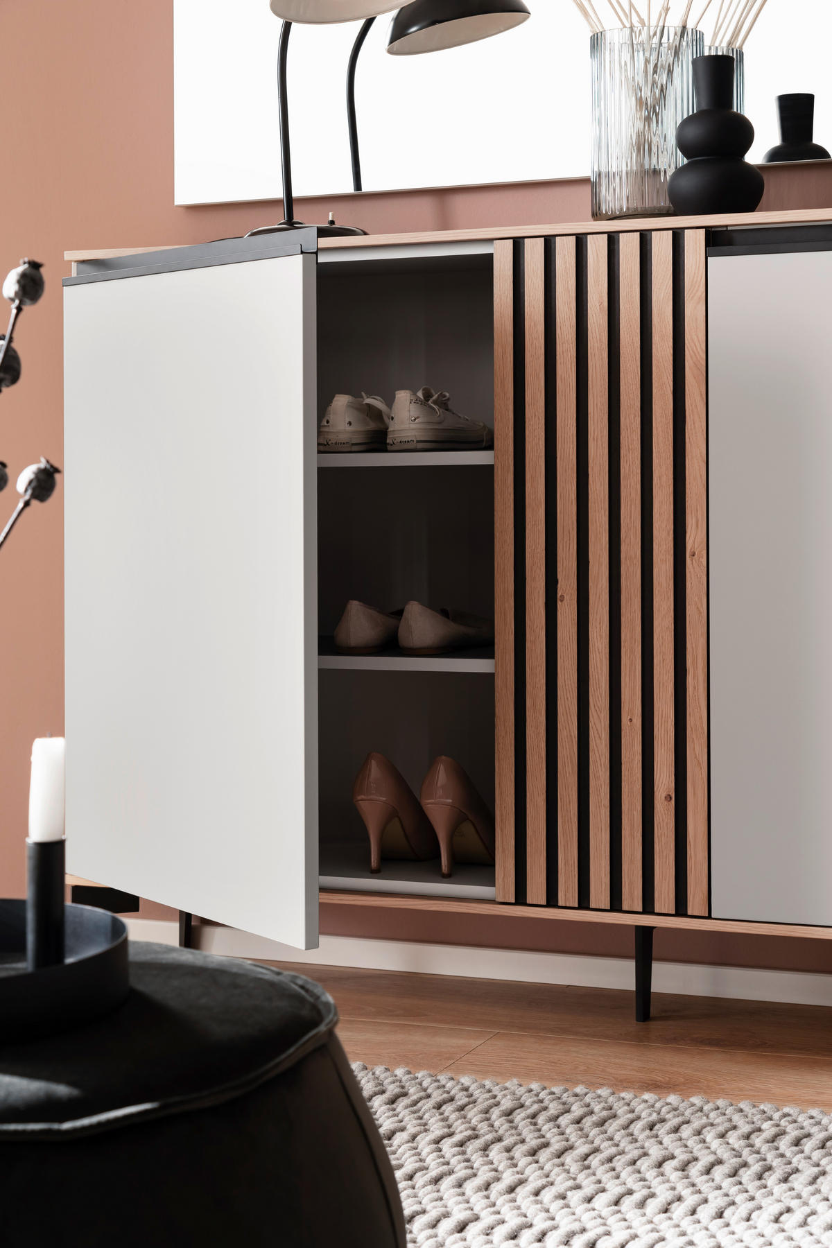 GARDEROBE 4-teilig  in 265/200/30 cm  - Eichefarben/Grau, Design, Holz/Holzwerkstoff (265/200/30cm) - Moderano