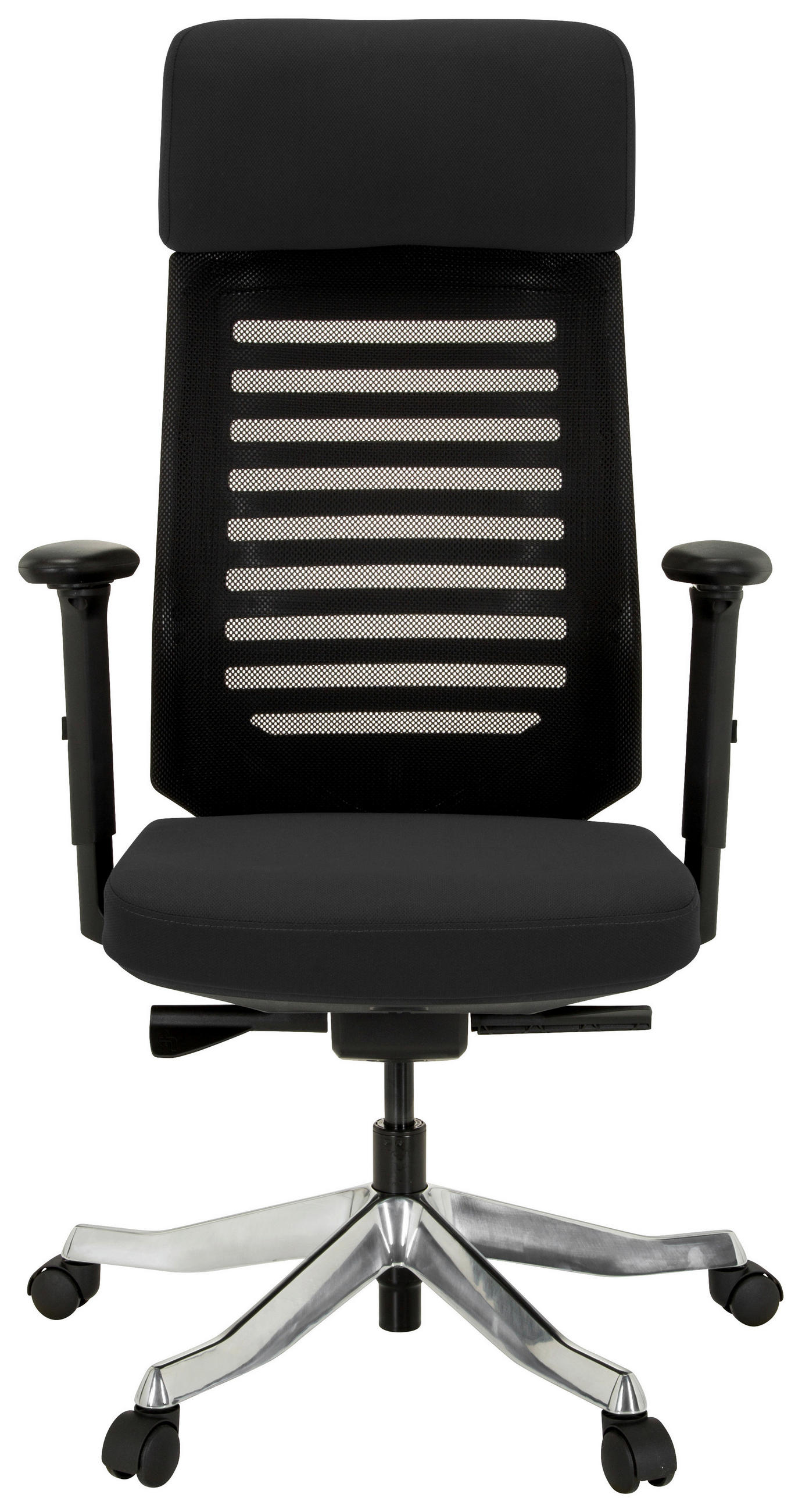 DREHSTUHL Netzbespannung, Flachgewebe Schwarz  - Schwarz/Alufarben, MODERN, Kunststoff/Textil (68/119/55cm) - MID.YOU