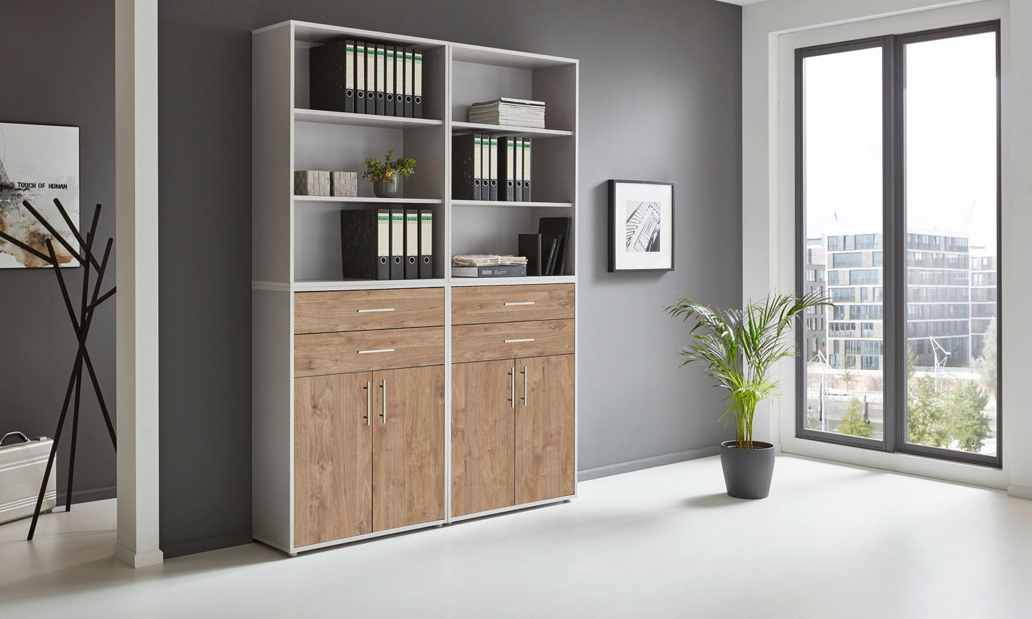 AKTENSCHRANK - Eichefarben/Grau, MODERN, Holzwerkstoff (168,8/227,2/33cm) - MID.YOU