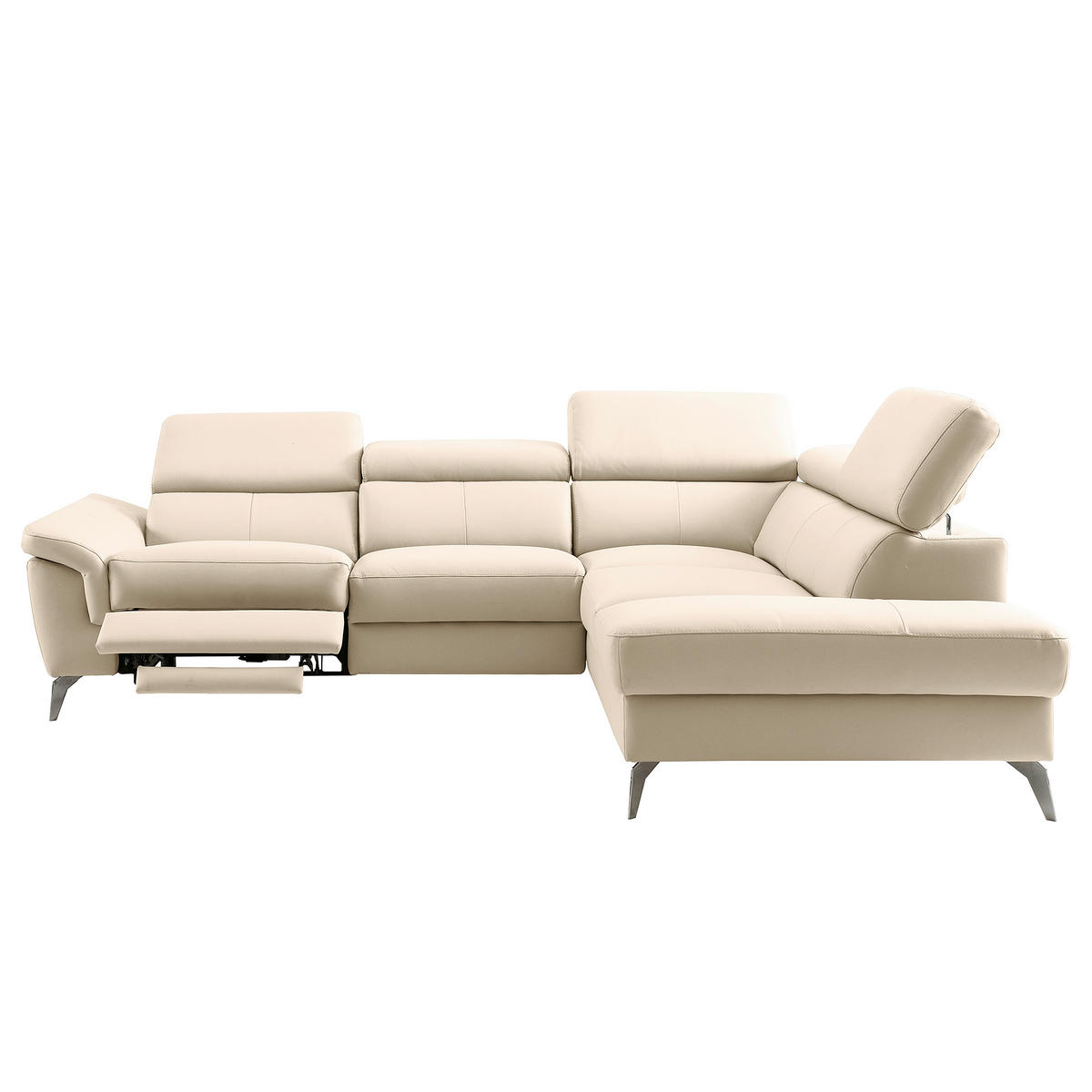 ECKSOFA  in Lederlook Echtleder Grau  265/210 cm  - Chromfarben/Grau, Design, Leder/Textil (265/210cm) - Livetastic