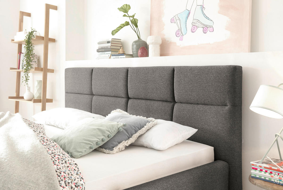 POLSTERBETT 140/200 cm  in Anthrazit  - Anthrazit/Schwarz, KONVENTIONELL, Textil/Metall (140/200cm) - SetOne by Musterring