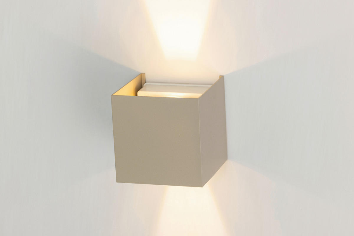 LED-WANDLEUCHTE 10/10/10 cm   - Sandfarben, Basics, Kunststoff/Metall (10/10/10cm) - Novel