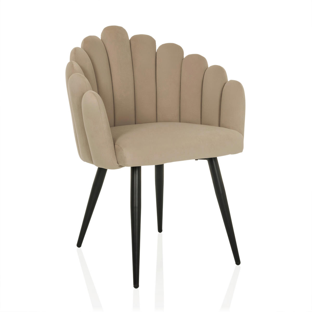 STOL MED ARMSTÖD sammet  - beige/svart, Modern, metall/textil (63/84/56cm) - MID.YOU