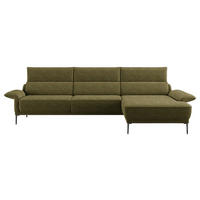 ECKSOFA in Bouclé Olivgrün  - Schwarz/Olivgrün, Design, Textil/Metall (330/186cm) - Johann Jakob