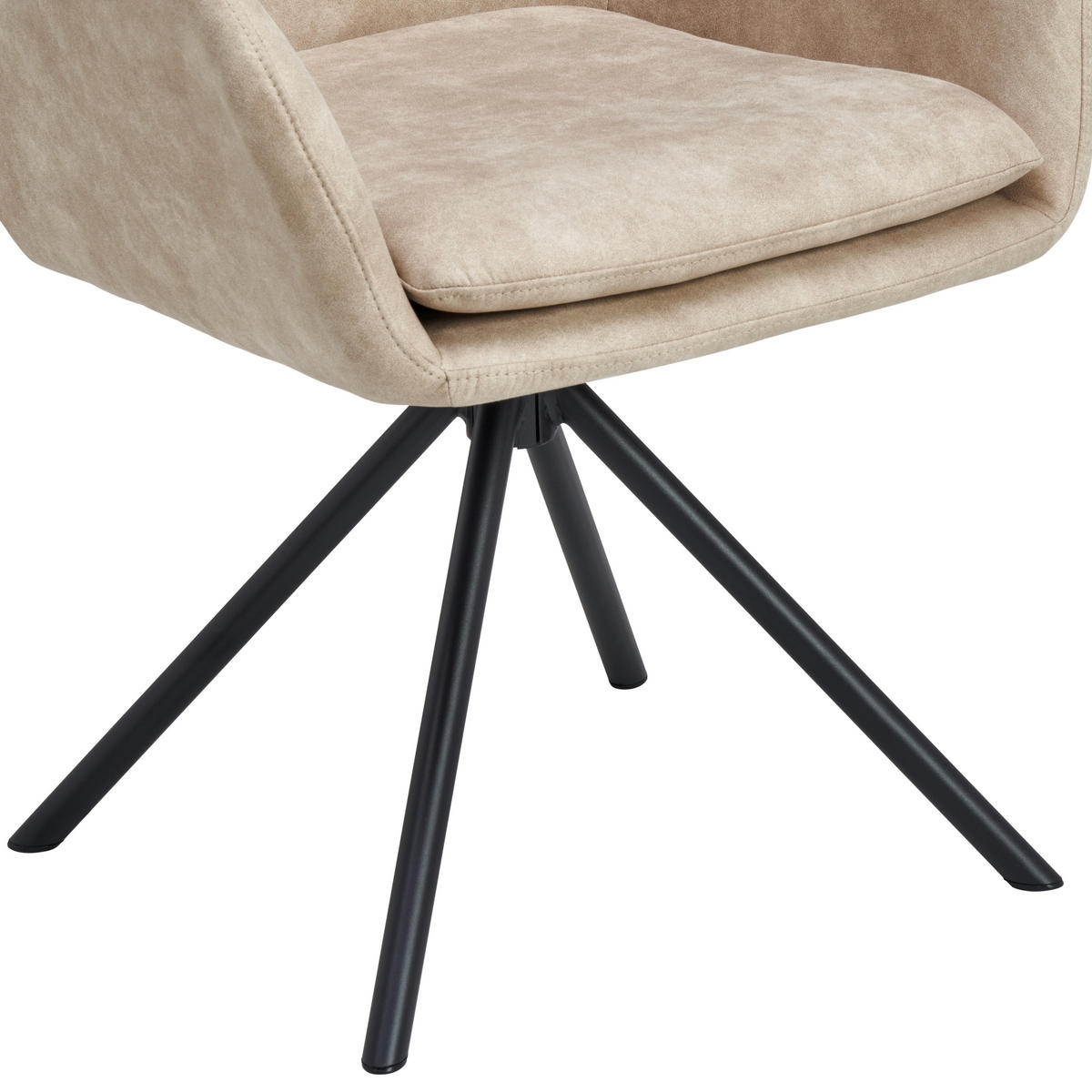 ARMLEHNSTUHL  Sitzfläche 360° drehbar, inklusive Armlehnen Webstoff  - Beige/Schwarz, Basics, Textil/Metall (60.5/88/62cm) - MID.YOU