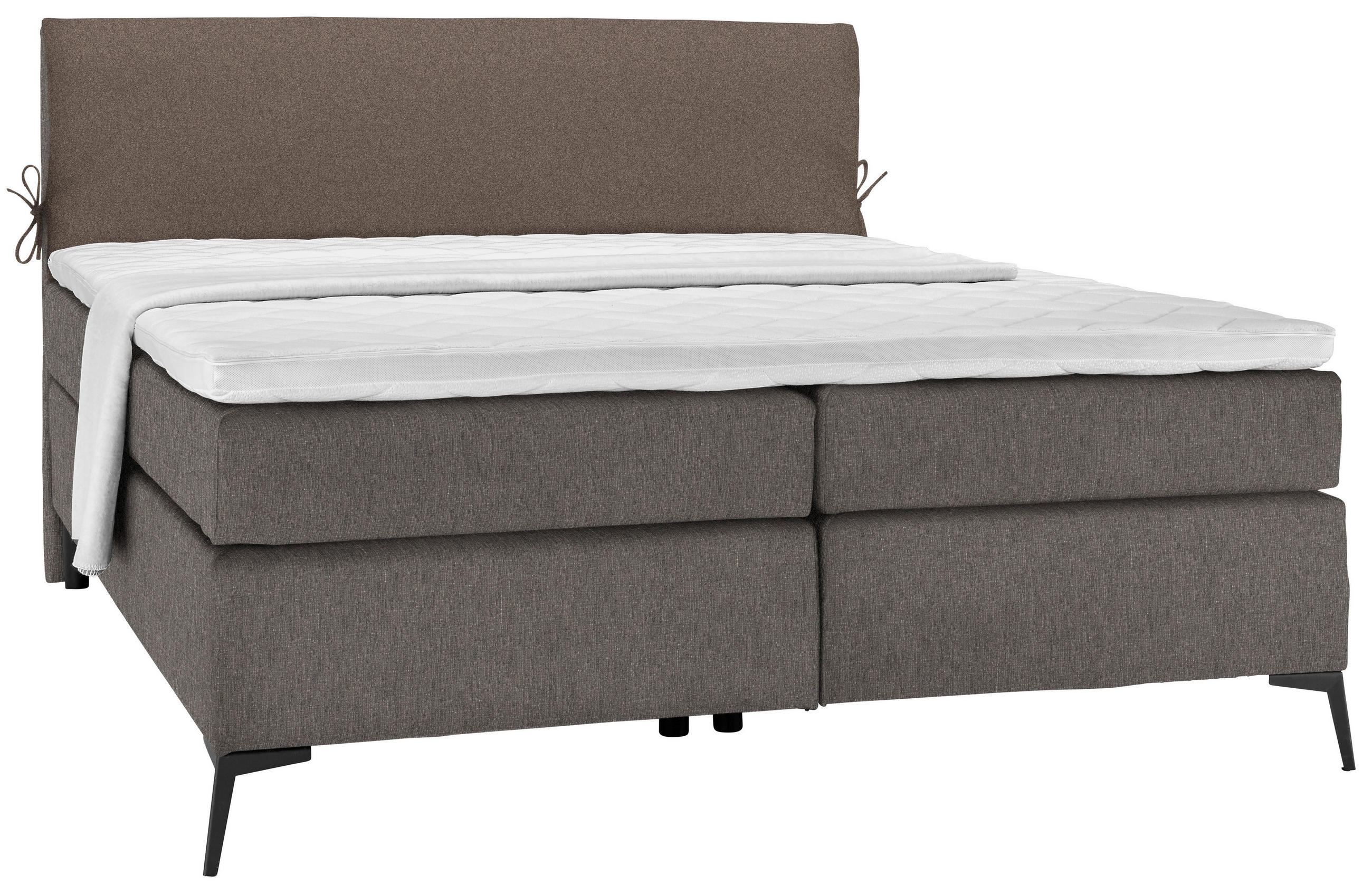 BOXSPRING POSTELJA 200 cm   x 200 cm  , tekstil rjava, siva  - črna/siva, Design, kovina/tekstil (200/200cm) - Hom`in