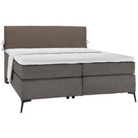 BOXSPRING POSTELJA 200 cm   x 200 cm  , tekstil rjava, siva  - črna/siva, Design, kovina/tekstil (200/200cm) - Hom`in