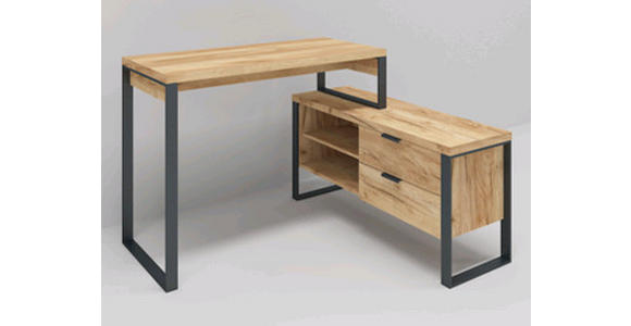 ECKSCHREIBTISCH 147/76/120 cm in Eichefarben - Eichefarben/Anthrazit, MODERN, Holzwerkstoff/Metall (147/76/120cm) - Novel