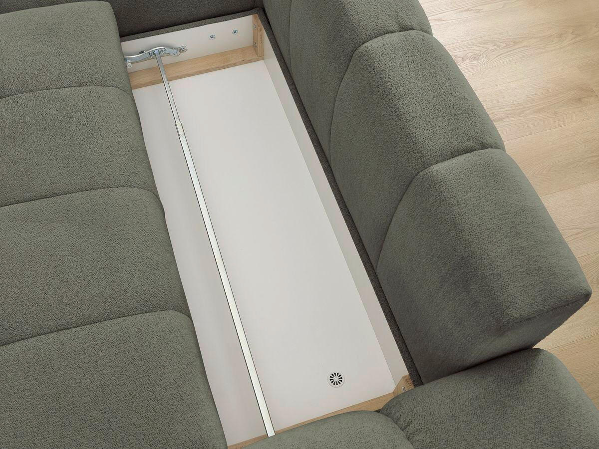 ECKSCHLAFSOFA EVEREST  mit Rücken echt, Armteil links, Armteil rechts Flachgewebe Grün  - Schwarz/Grün, MODERN, Kunststoff/Textil (180/318cm) - Livetastic