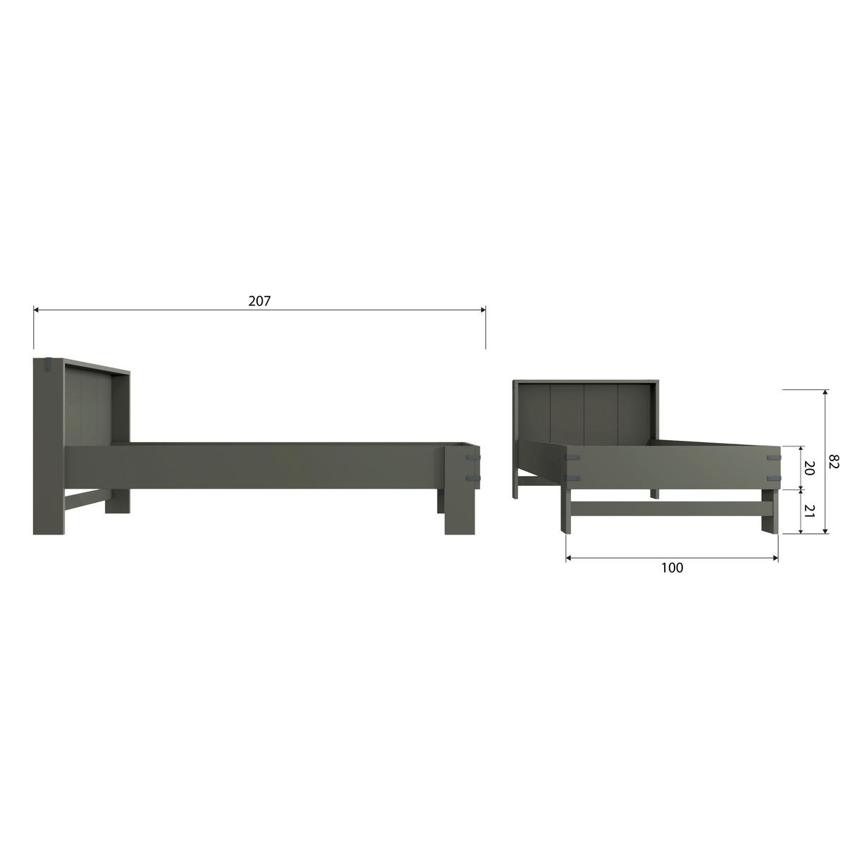 BETT 200/90 cm  in Grün  - Grün, Design, Holz (200/90cm) - Livetastic