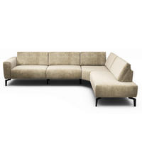 ECKSOFA Cosy Naturfarben Samt  - Schwarz/Naturfarben, Design, Textil/Metall (296/213cm) - SENSOO