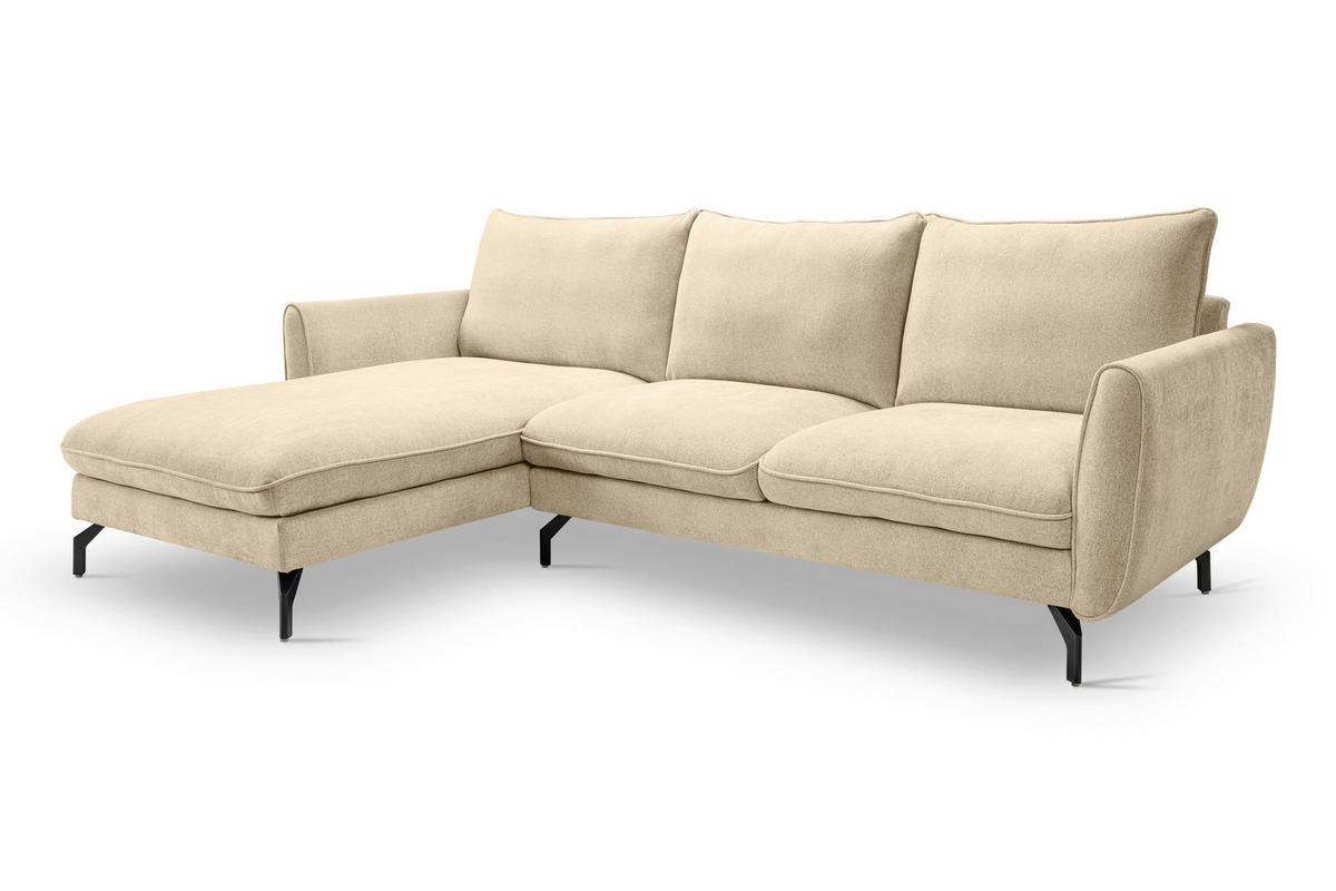 ECKSOFA TORONTO Beige Webstoff  - Beige/Schwarz, Basics, Textil/Metall (165/259cm) - MID.YOU
