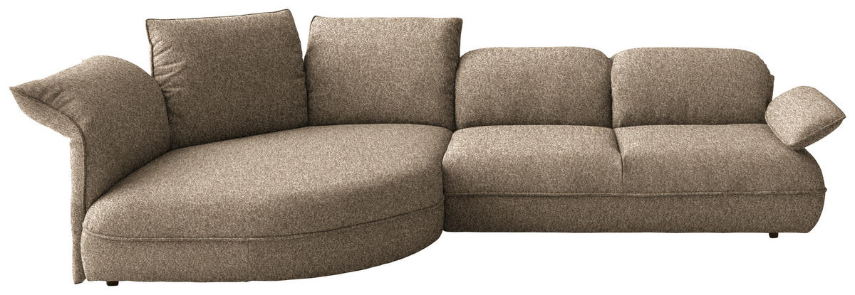 ECKSOFA  in Chenille Beigebraun  154/343 cm  - Beigebraun/Schwarz, Design, Kunststoff/Textil (154/343cm) - Koinor