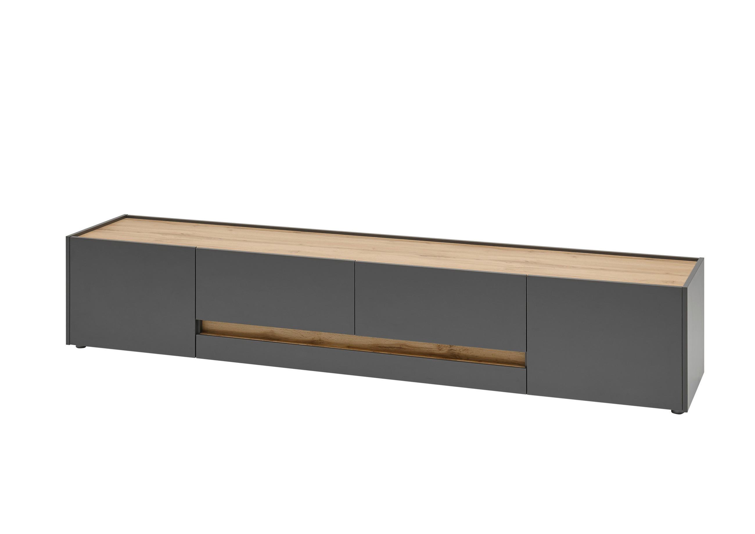 LOWBOARD  223/42/45 cm 2 Schublade(n) Beimöbel erhältlich, stehend  - Anthrazit/Eiche Wotan, Design, Holzwerkstoff/Kunststoff (223/42/45cm) - Modante