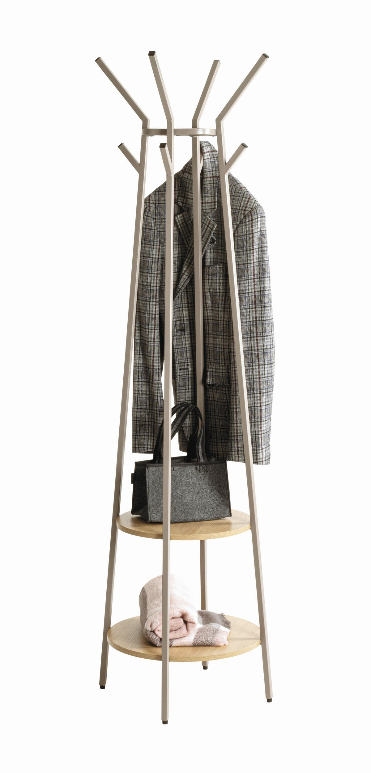 GARDEROBENSTÄNDER in Eichefarben, Kaschmir 48/170/48 cm   - Kaschmir/Eichefarben, Design, Holz/Metall (48/170/48cm)