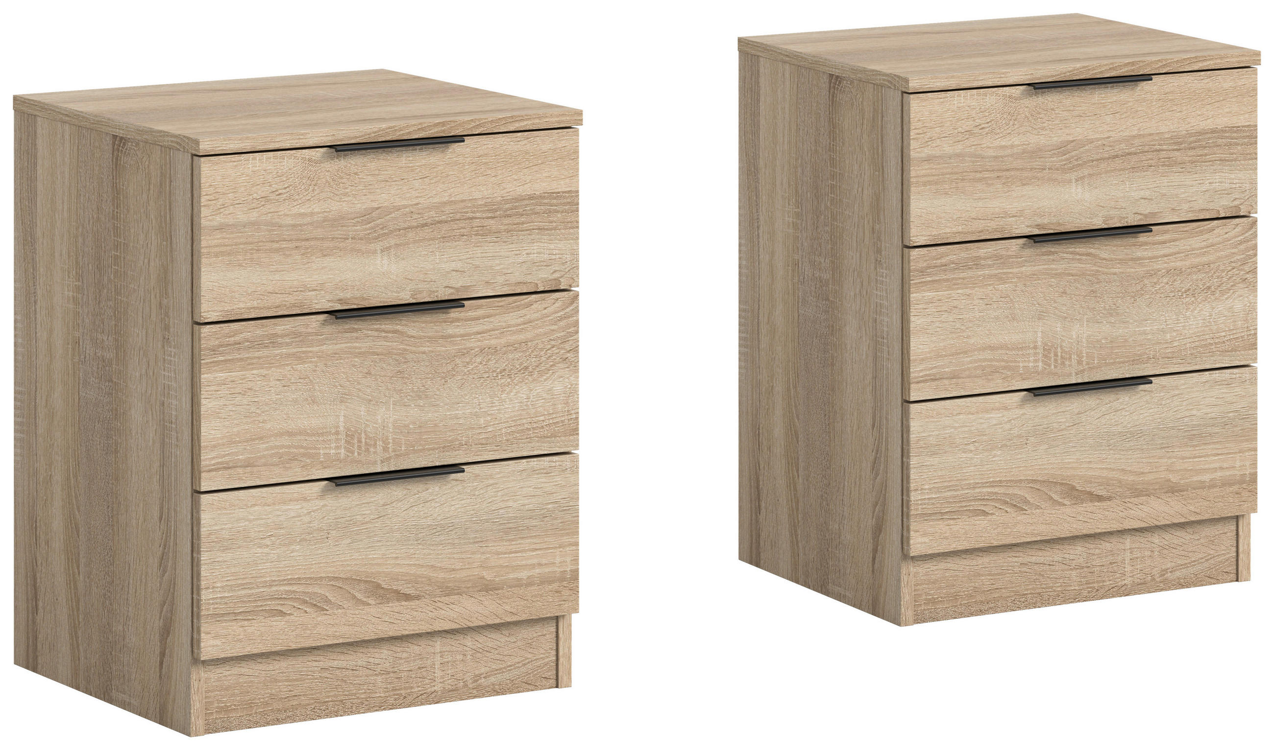 NACHTSCHRANKSET 45/60/40 cm  - Schwarz/Sonoma Eiche, MODERN, Holzwerkstoff/Kunststoff (45/60/40cm) - MID.YOU