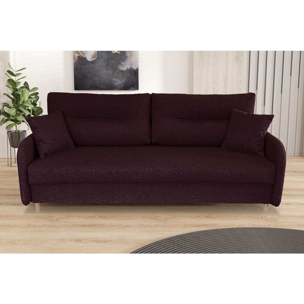 Thumbnail - Mid.you Schlafsofa, Aubergine, Textil, 2-Sitzer, Füllung: Polyurethan (PUR),Polyurethan (Pur), 206x88x93 cm, Made in EU,...